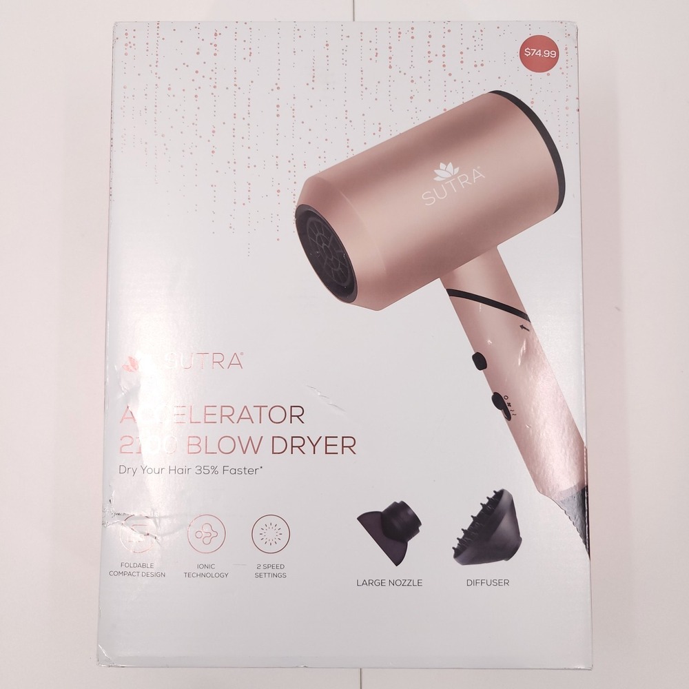 Sutra Accelerator 2100 Blow Hair Dryer Ionic Foldable Compact Rose‎ Gold Pink